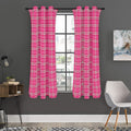 Pink And White Tartan Pattern Print Grommet Curtain Panels