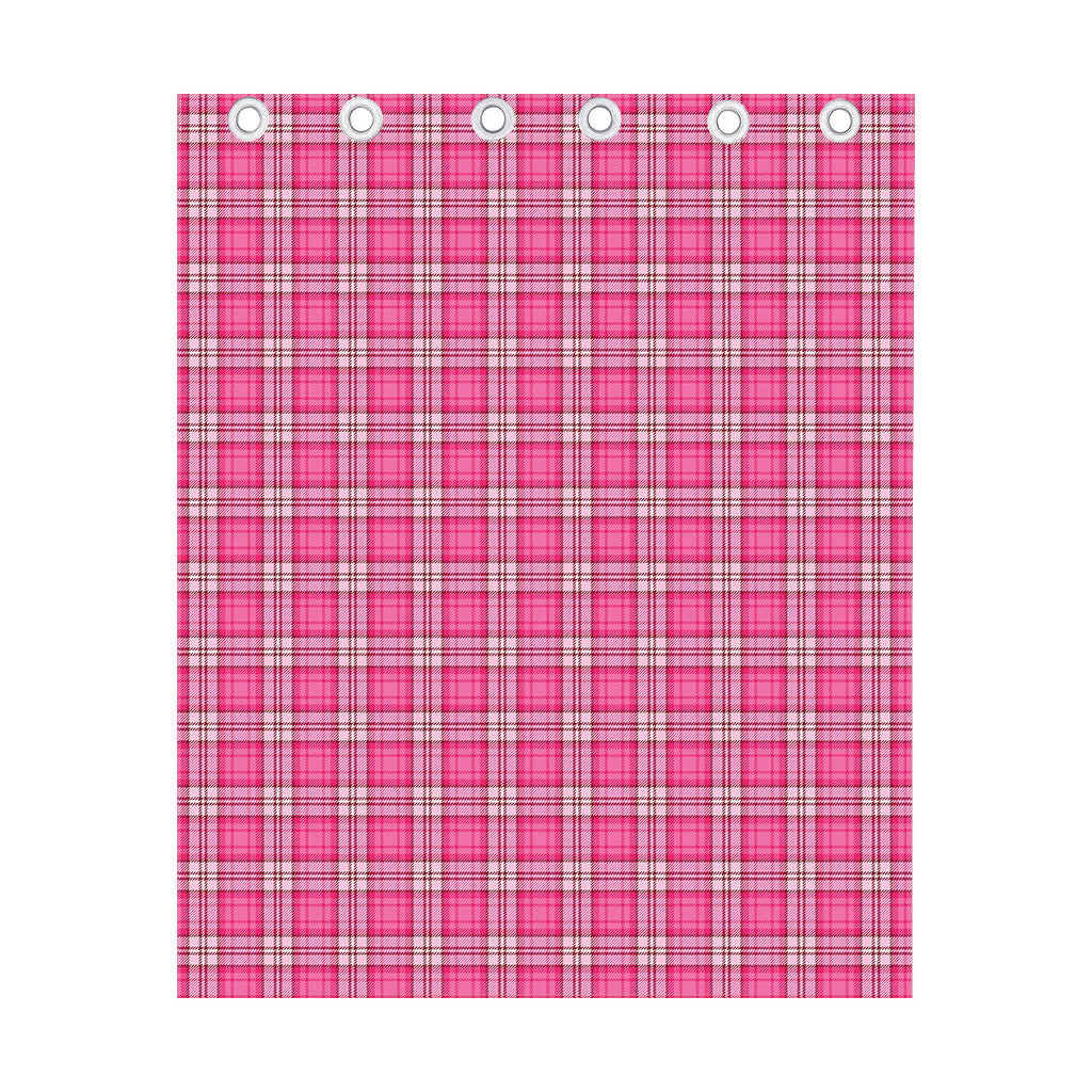 Pink And White Tartan Pattern Print Curtain
