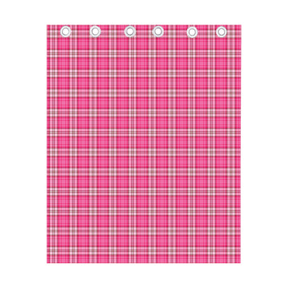 Pink And White Tartan Pattern Print Curtain