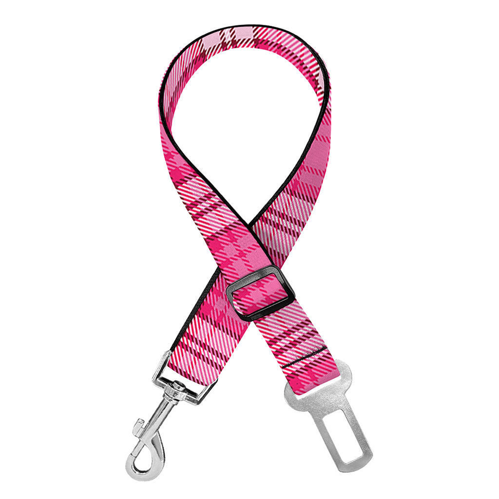 Pink And White Tartan Pattern Print Dog Seat Belt