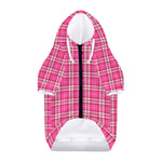 Pink And White Tartan Pattern Print Dog Zip Up Hoodie