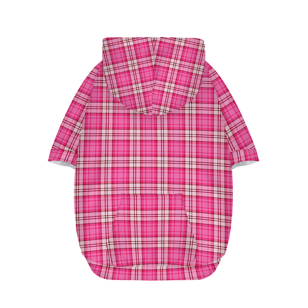 Pink And White Tartan Pattern Print Dog Zip Up Hoodie