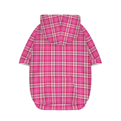 Pink And White Tartan Pattern Print Dog Zip Up Hoodie