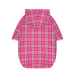 Pink And White Tartan Pattern Print Dog Zip Up Hoodie