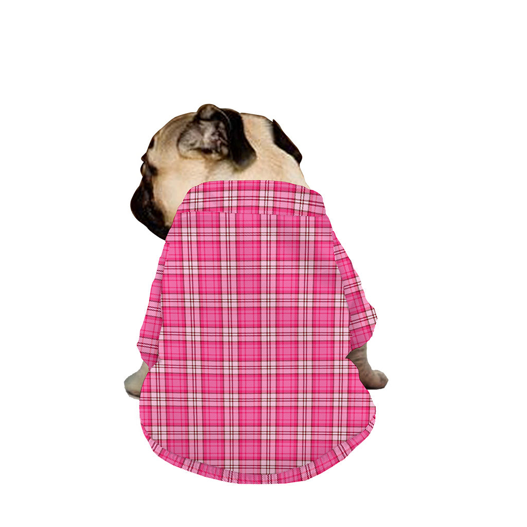 Pink And White Tartan Pattern Print Dog Zip Up Jacket