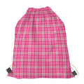 Pink And White Tartan Pattern Print Drawstring Bag