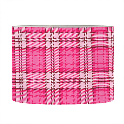 Pink And White Tartan Pattern Print Drum Lamp Shade