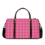 Pink And White Tartan Pattern Print Duffle Bag