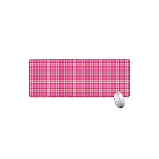 Pink And White Tartan Pattern Print Extended Mouse Pad