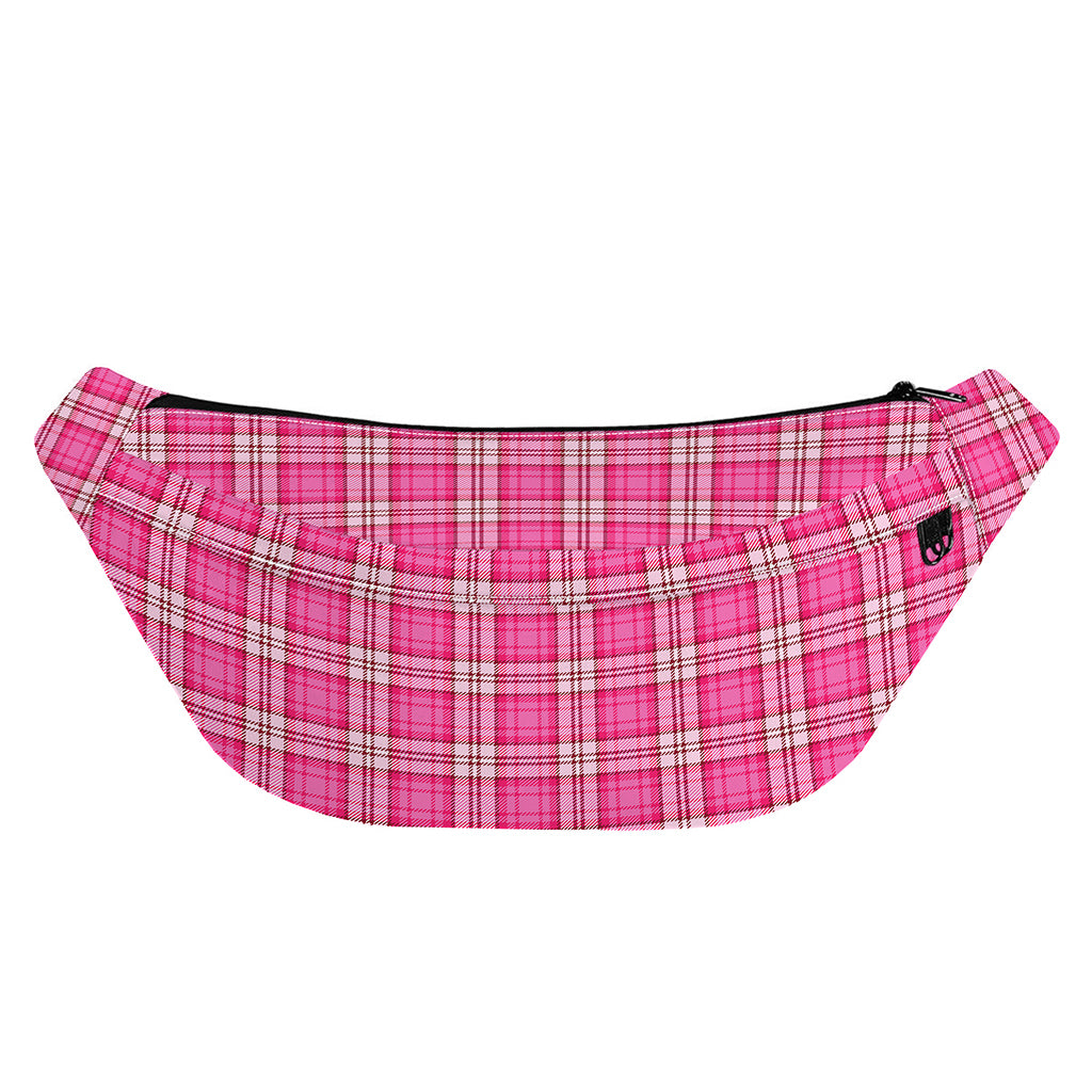 Pink And White Tartan Pattern Print Fanny Pack