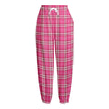Pink And White Tartan Pattern Print Fleece Lined Knit Pants