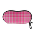 Pink And White Tartan Pattern Print Glasses Case