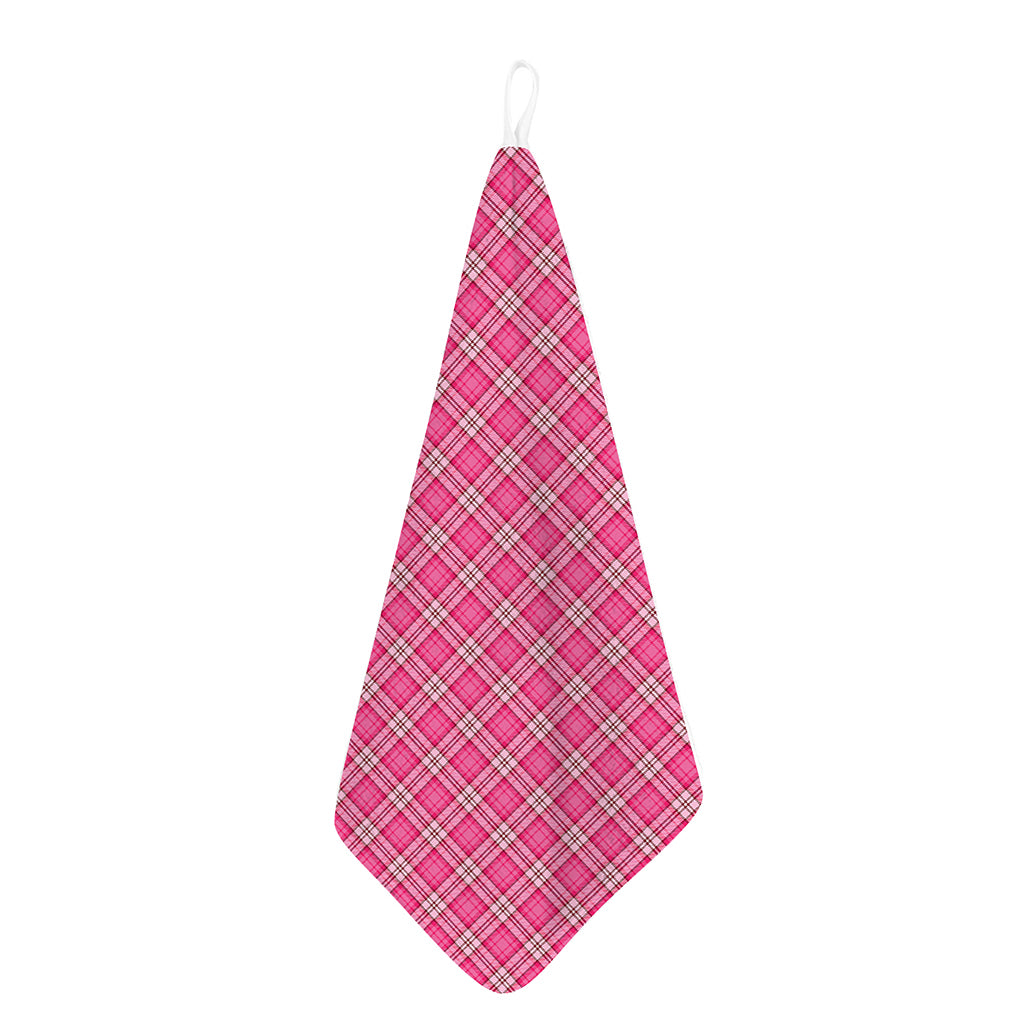 Pink And White Tartan Pattern Print Hand Towel