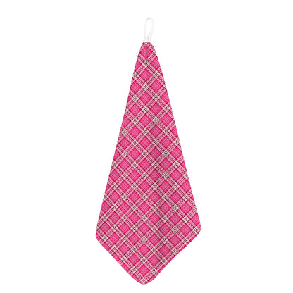Pink And White Tartan Pattern Print Hand Towel