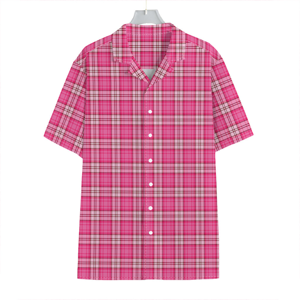 Pink And White Tartan Pattern Print Hawaiian Shirt
