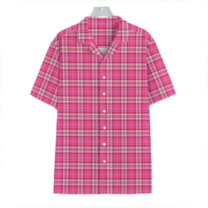 Pink And White Tartan Pattern Print Hawaiian Shirt