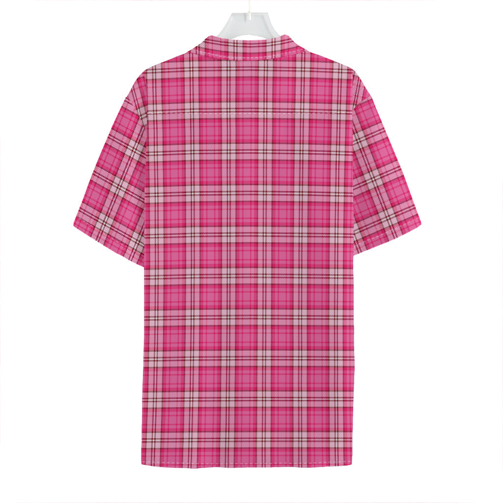 Pink And White Tartan Pattern Print Hawaiian Shirt