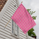 Pink And White Tartan Pattern Print House Flag