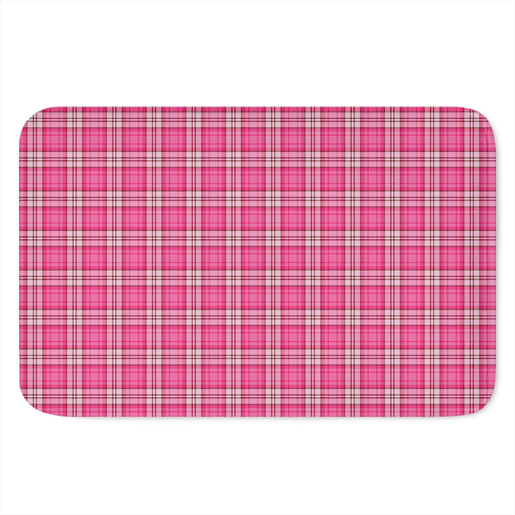 Pink And White Tartan Pattern Print Indoor Door Mat