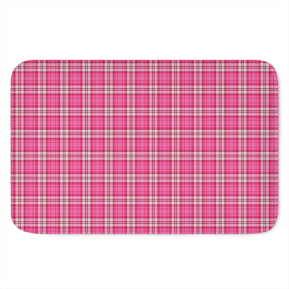Pink And White Tartan Pattern Print Indoor Door Mat