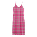 Pink And White Tartan Pattern Print Jersey Midi Cami Dress