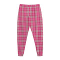 Pink And White Tartan Pattern Print Jogger Pants