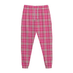 Pink And White Tartan Pattern Print Jogger Pants