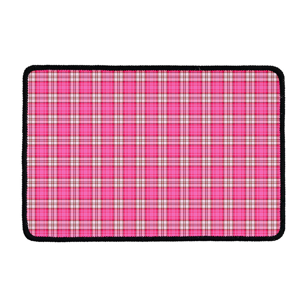 Pink And White Tartan Pattern Print Kitchen Mat