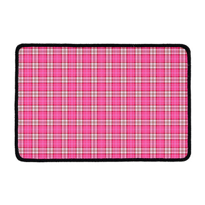 Pink And White Tartan Pattern Print Kitchen Mat