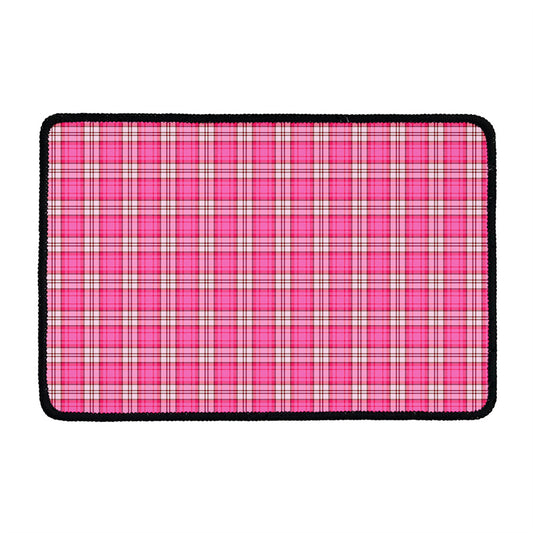 Pink And White Tartan Pattern Print Kitchen Mat