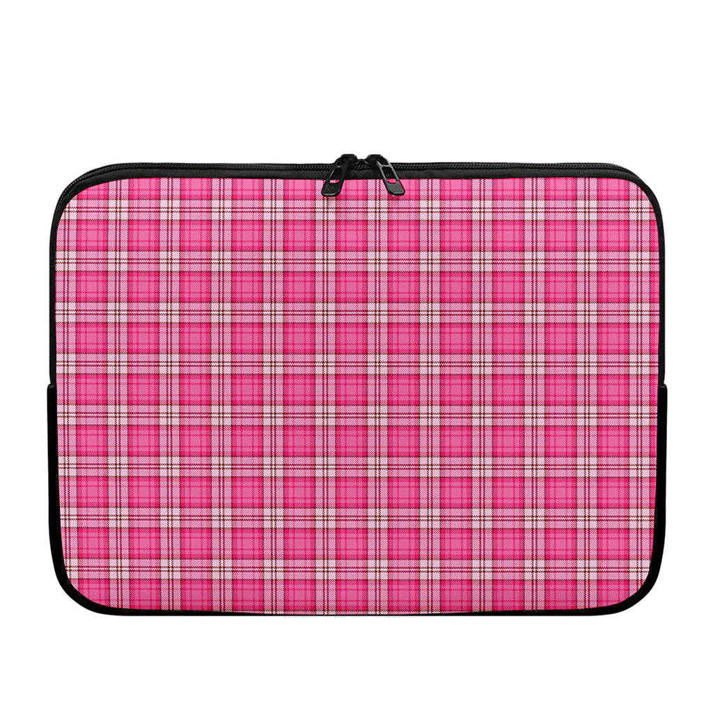 Pink And White Tartan Pattern Print Laptop Sleeve