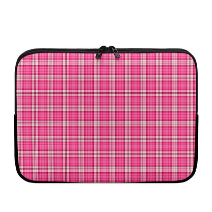 Pink And White Tartan Pattern Print Laptop Sleeve
