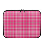 Pink And White Tartan Pattern Print Laptop Sleeve