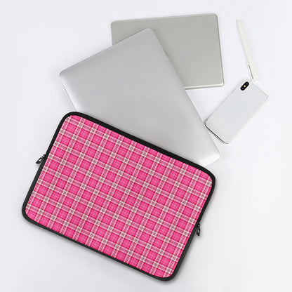 Pink And White Tartan Pattern Print Laptop Sleeve