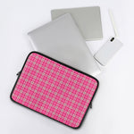 Pink And White Tartan Pattern Print Laptop Sleeve