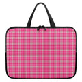 Pink And White Tartan Pattern Print Laptop Sleeve With Handle