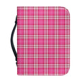 Pink And White Tartan Pattern Print Leather Bible Cover