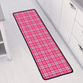 Pink And White Tartan Pattern Print Long Kitchen Mat