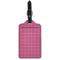 Pink And White Tartan Pattern Print Luggage Tag