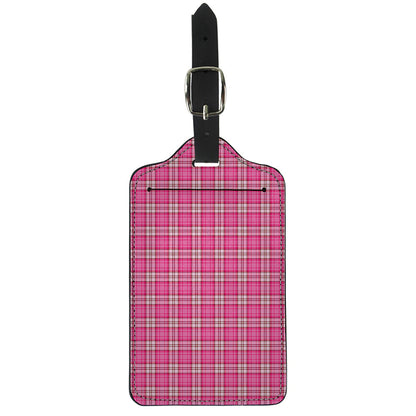 Pink And White Tartan Pattern Print Luggage Tag