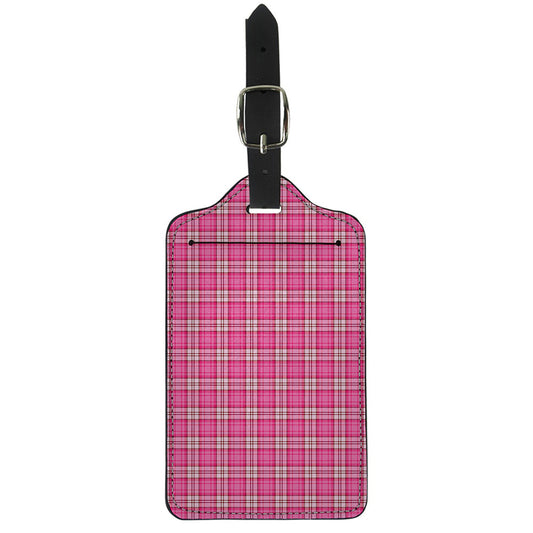 Pink And White Tartan Pattern Print Luggage Tag