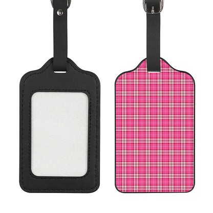 Pink And White Tartan Pattern Print Luggage Tag