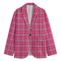 Pink And White Tartan Pattern Print Men's Blazer