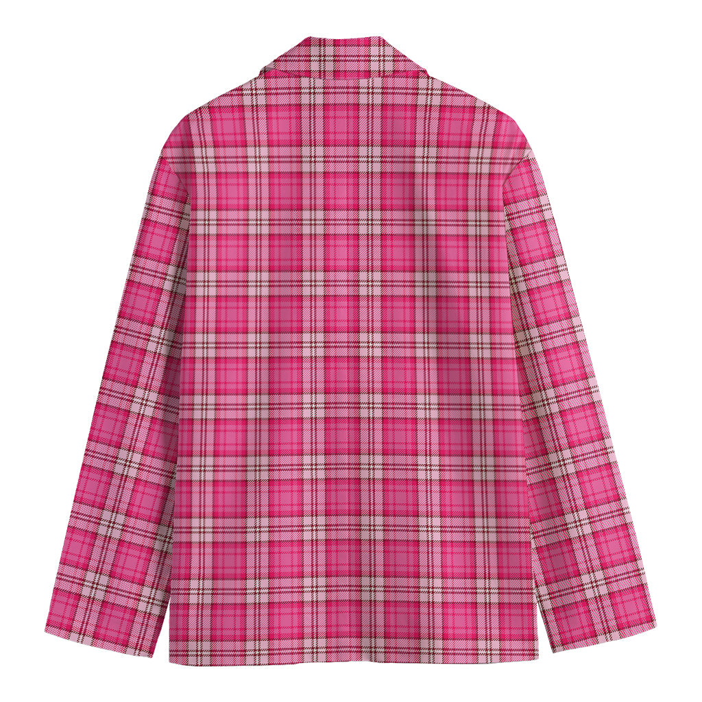 Pink And White Tartan Pattern Print Men's Blazer