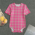 Pink And White Tartan Pattern Print Men's Bodysuit