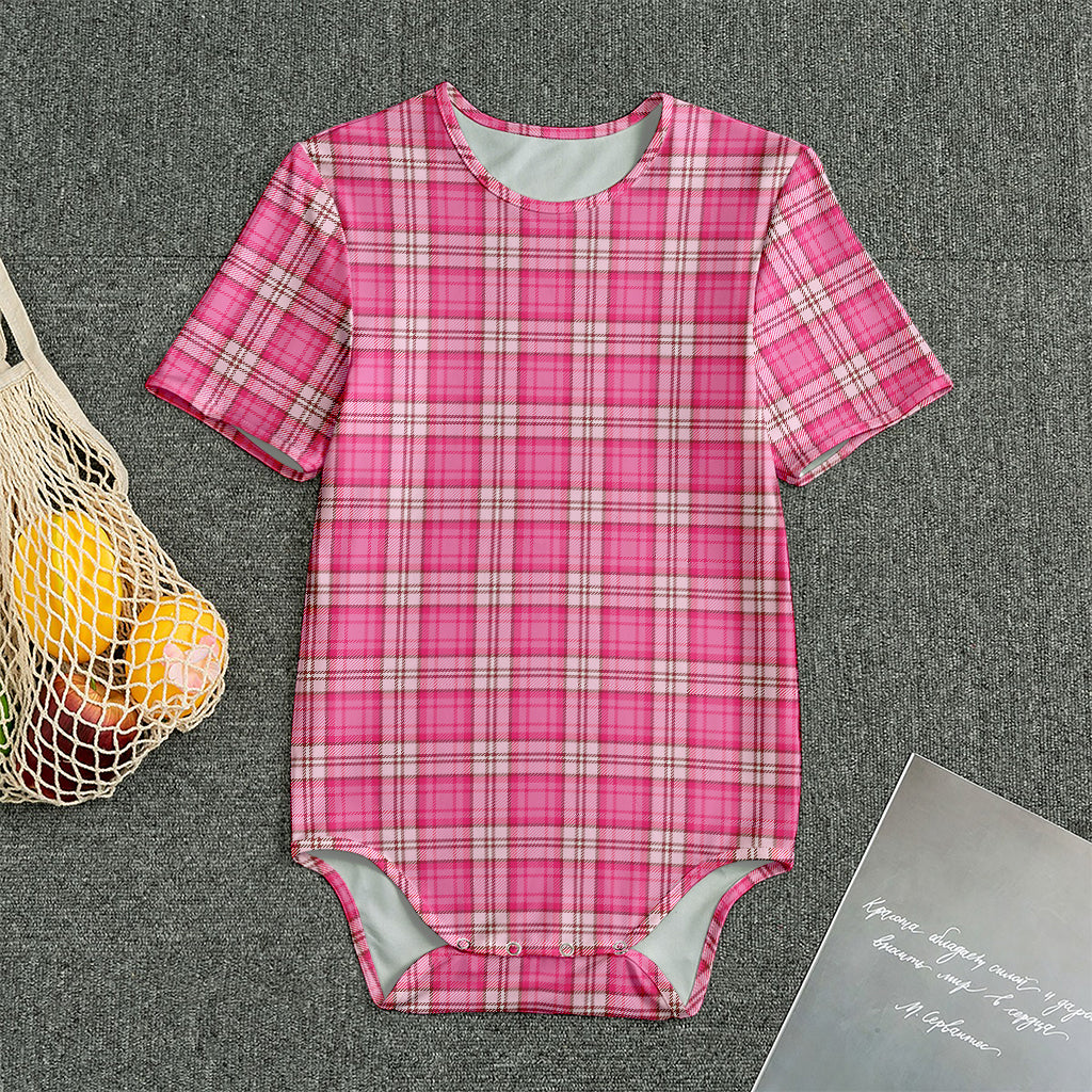 Pink And White Tartan Pattern Print Men's Bodysuit