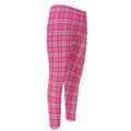 Pink And White Tartan Pattern Print Men's Compression Pants
