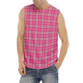 Pink And White Tartan Pattern Print Men's Fitness Tank Top