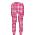 Pink And White Tartan Pattern Print Men's Leggings