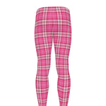 Pink And White Tartan Pattern Print Men's leggings